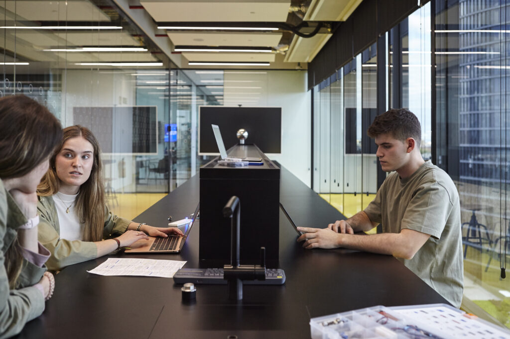 Two students working