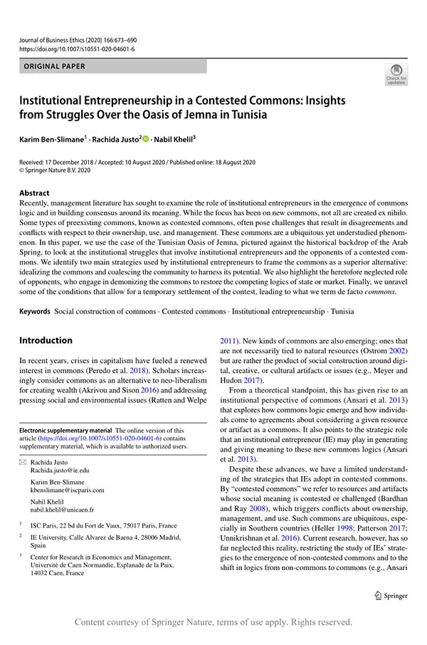 Impact Bridge. Publicaciones. The Oasis of Jemna in Tunisia