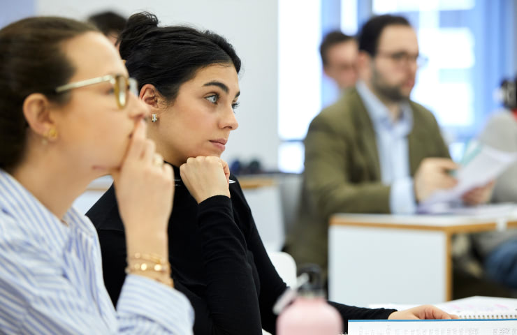 Students study international relations in class