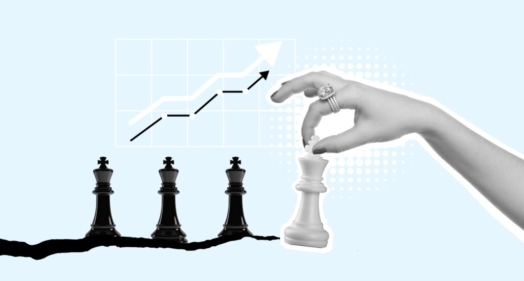 Women in finance: a graphic representing growth for women leadership