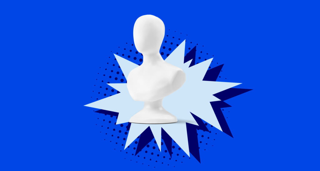 Mannequin head with AI relationship advice