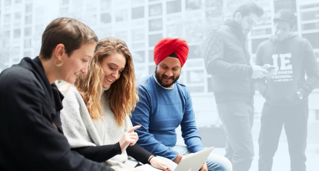 Students read a study abroad decision guide